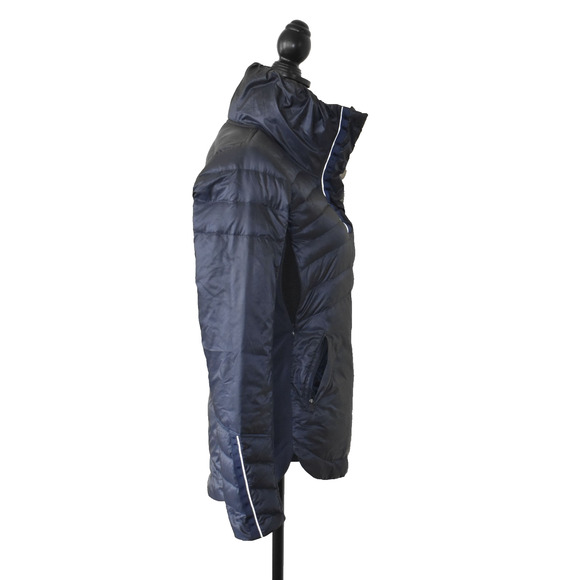 B0 Auth LULULEMON Navy Nylon Pullover Quilted Grey Goose Down Jacket Size 4 - Picture 5 of 8